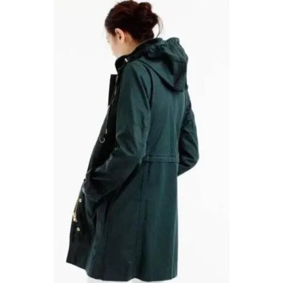 J. Crew Women's The Downtown Wax Coated Long Field Jacket in Green Size XXS - Picture 3 of 12